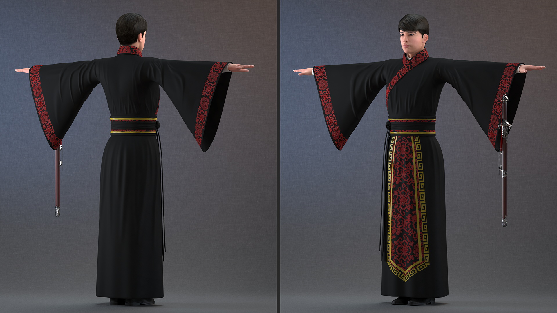 Traditional Chinese Man Rigged for Maya 3D model