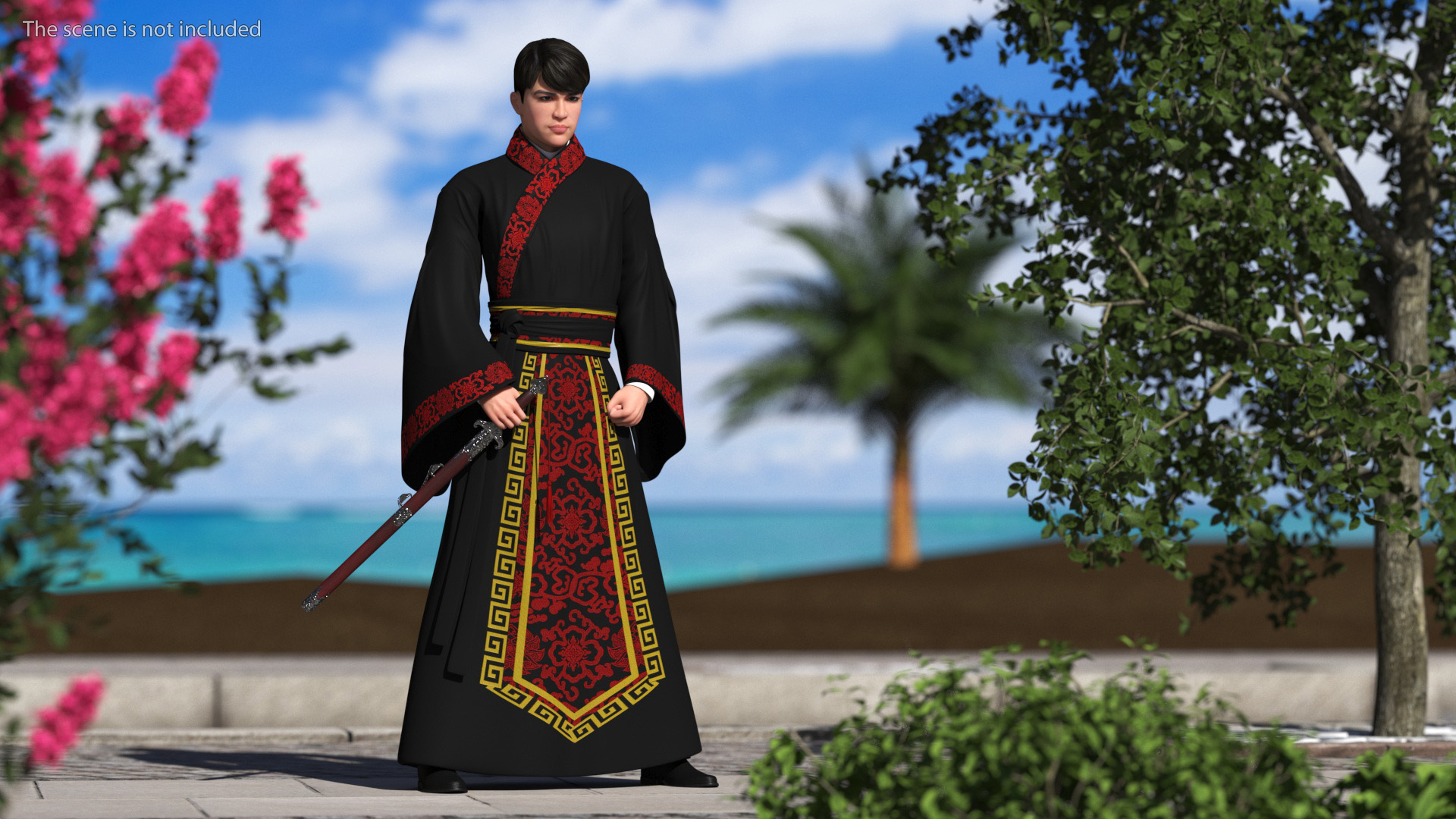 Traditional Chinese Man Rigged for Maya 3D model