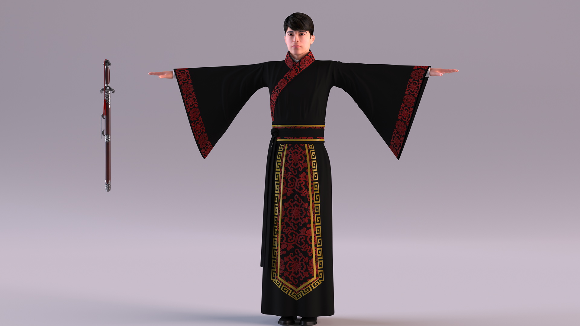 Traditional Chinese Man Rigged for Maya 3D model