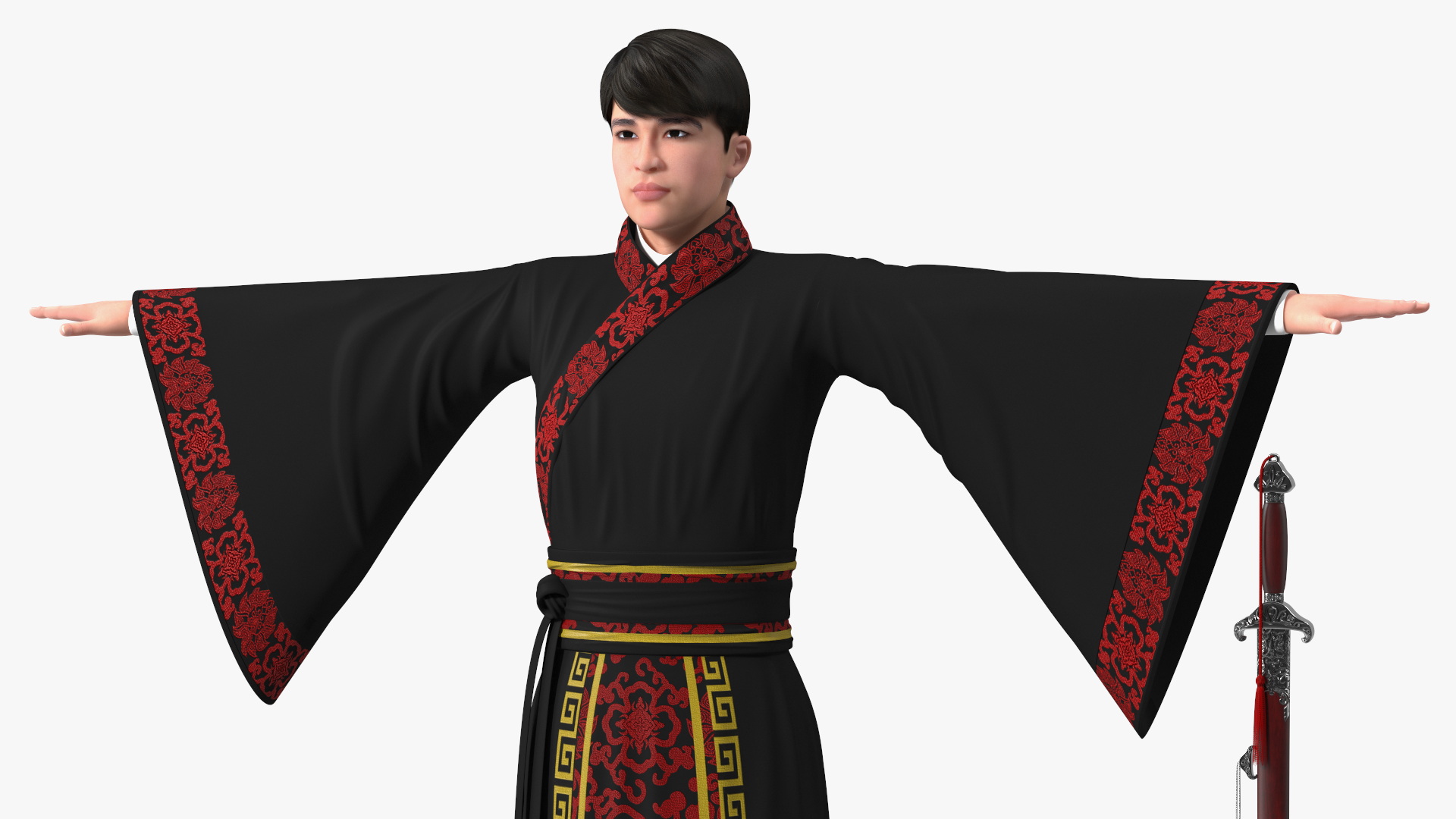 Traditional Chinese Man Rigged for Maya 3D model