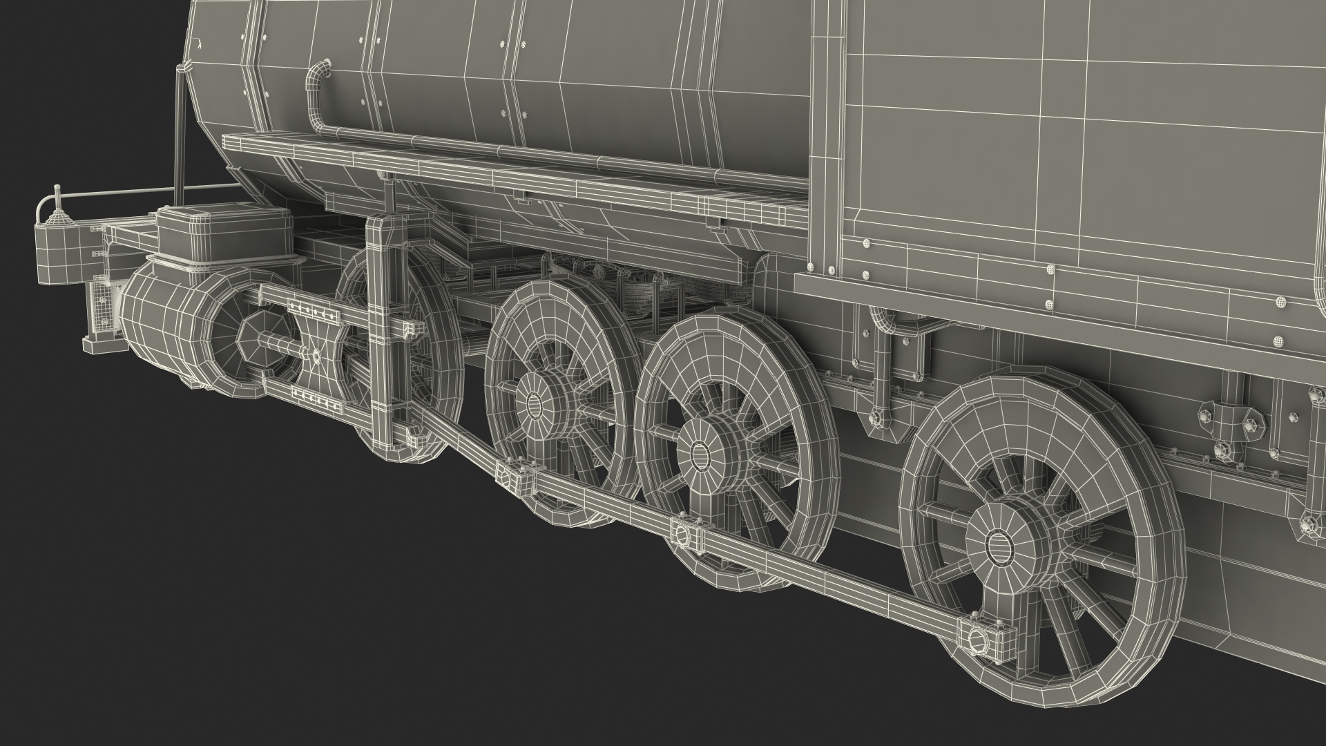 3D Old Steam Locomotive and Freight Wagon model
