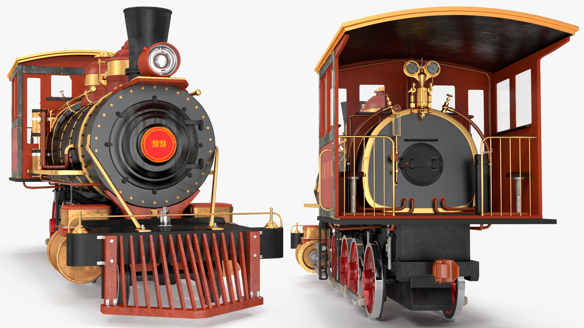 3D Old Steam Locomotive and Freight Wagon model