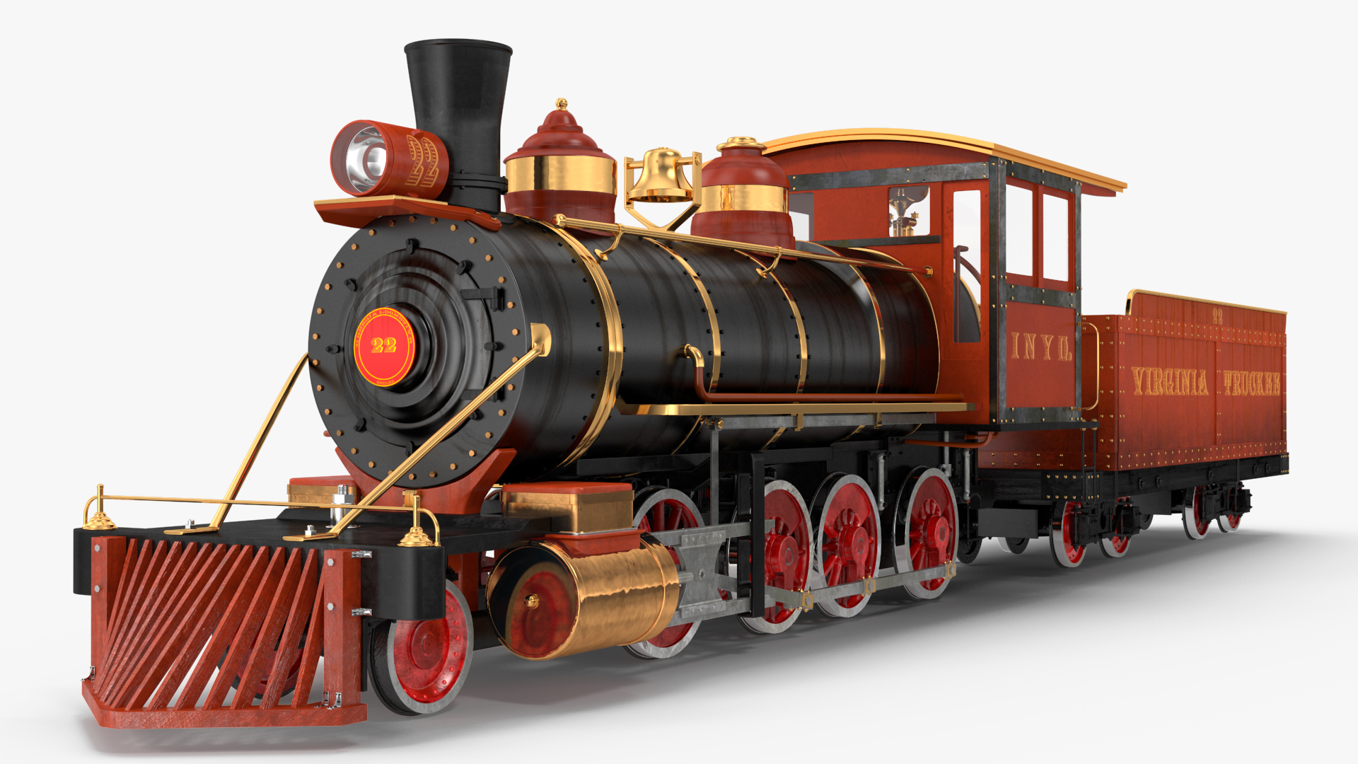 3D Old Steam Locomotive and Freight Wagon model