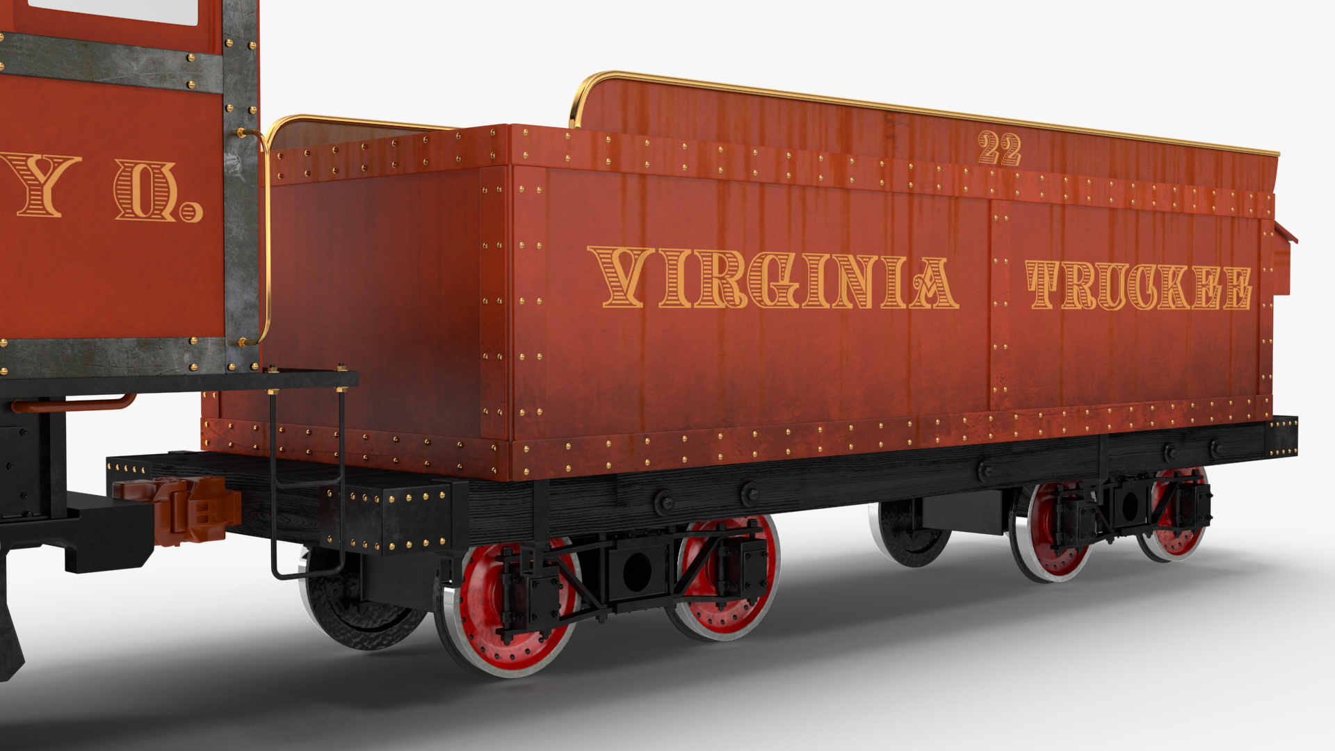 3D Old Steam Locomotive and Freight Wagon model
