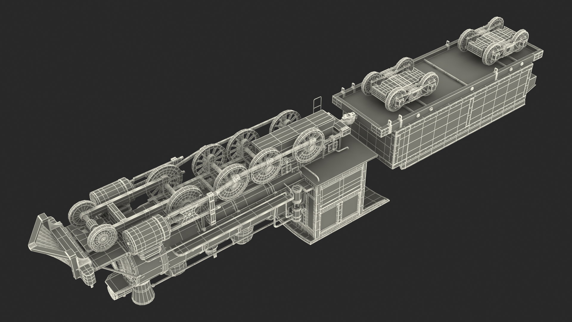 3D Old Steam Locomotive and Freight Wagon model