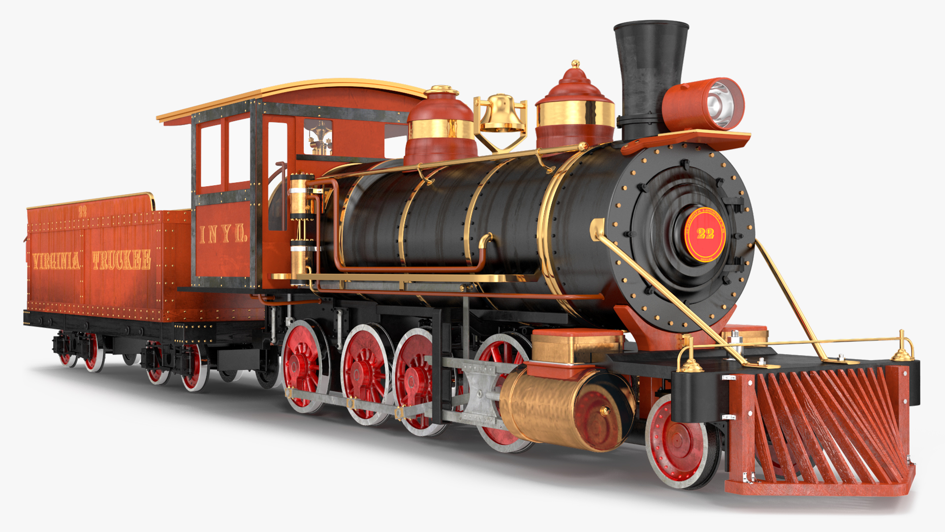 3D Old Steam Locomotive and Freight Wagon model