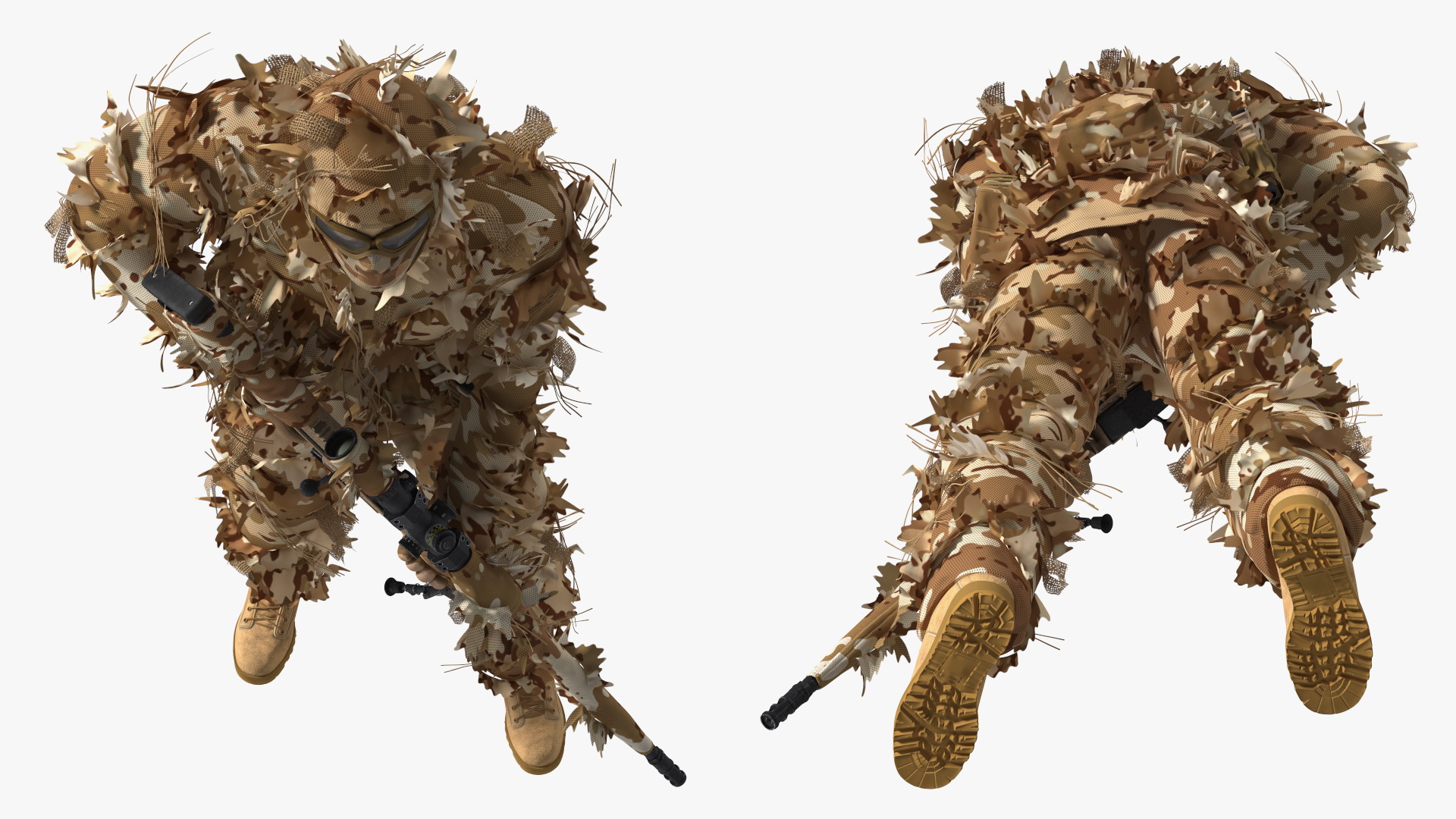 Soldier with Weapon in Desert Camo 3D model
