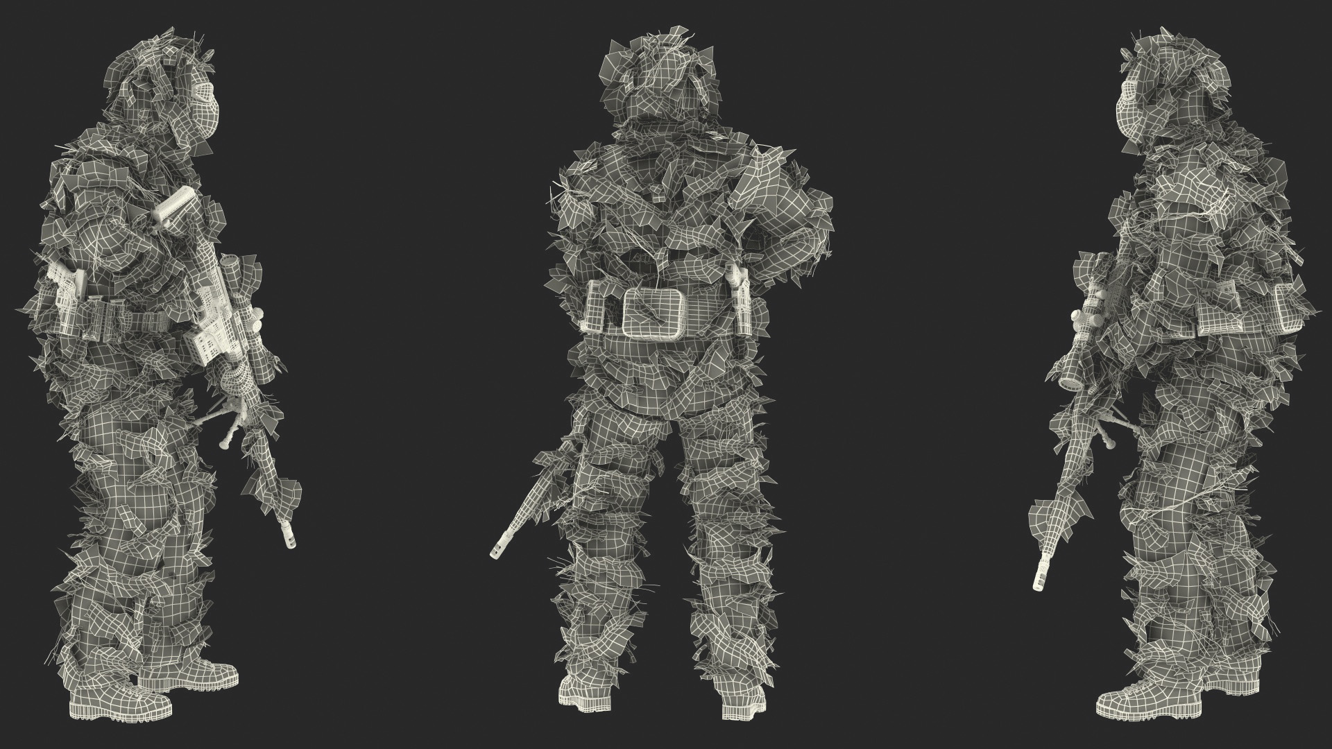 Soldier with Weapon in Desert Camo 3D model