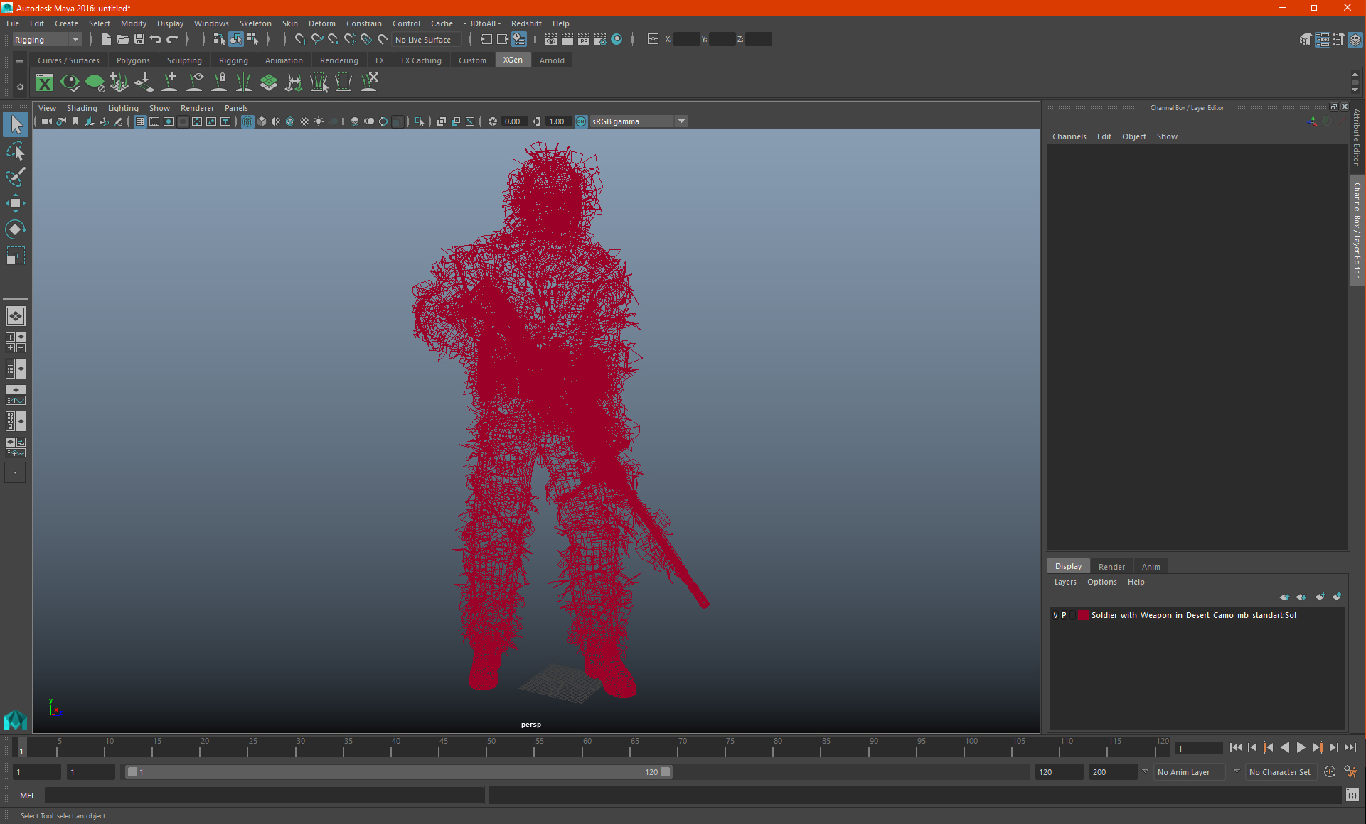 Soldier with Weapon in Desert Camo 3D model