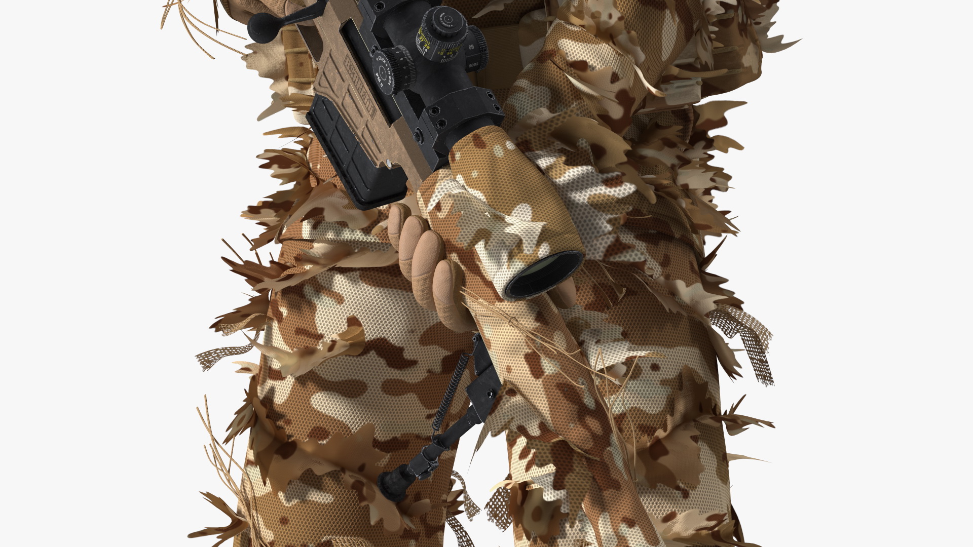 Soldier with Weapon in Desert Camo 3D model