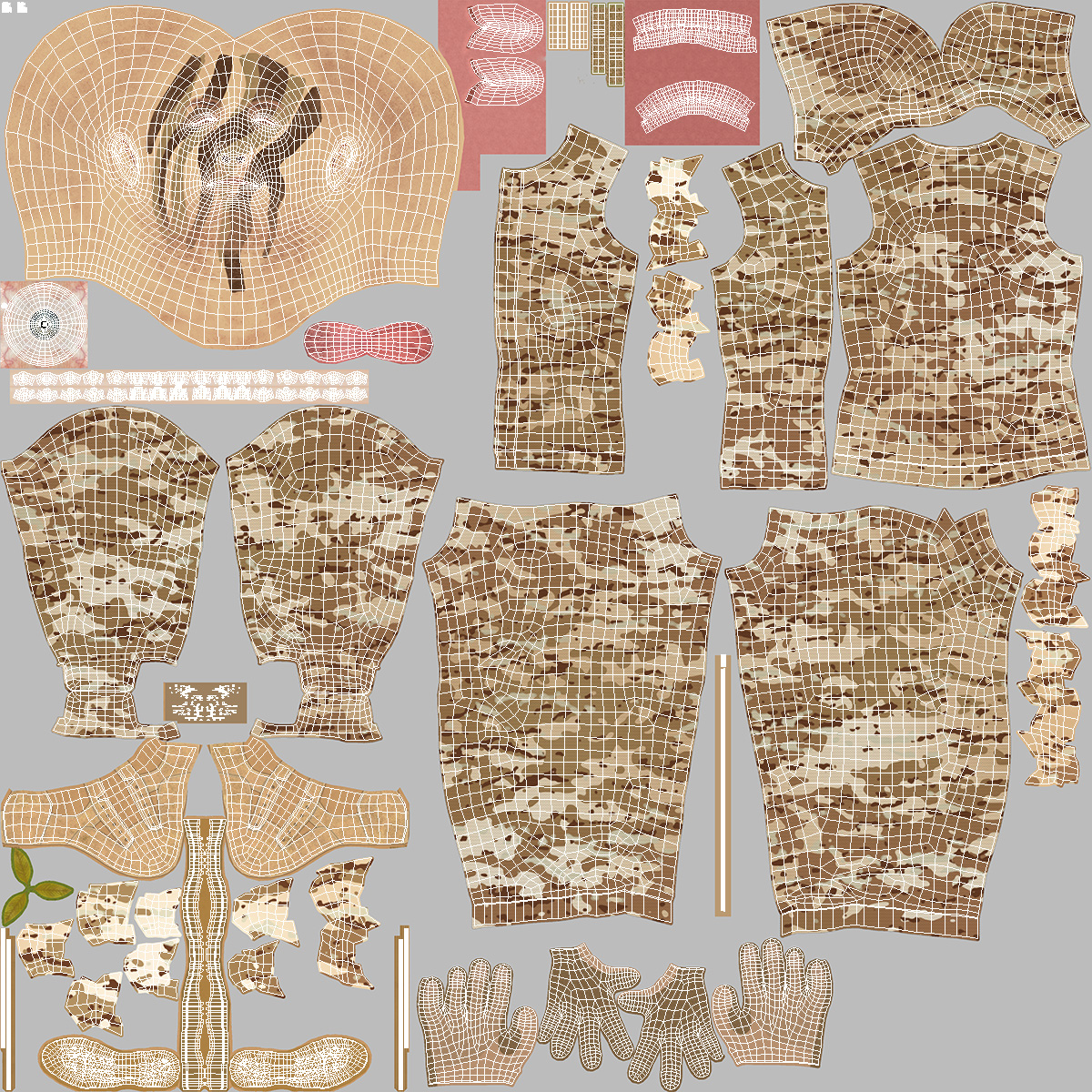 Soldier with Weapon in Desert Camo 3D model