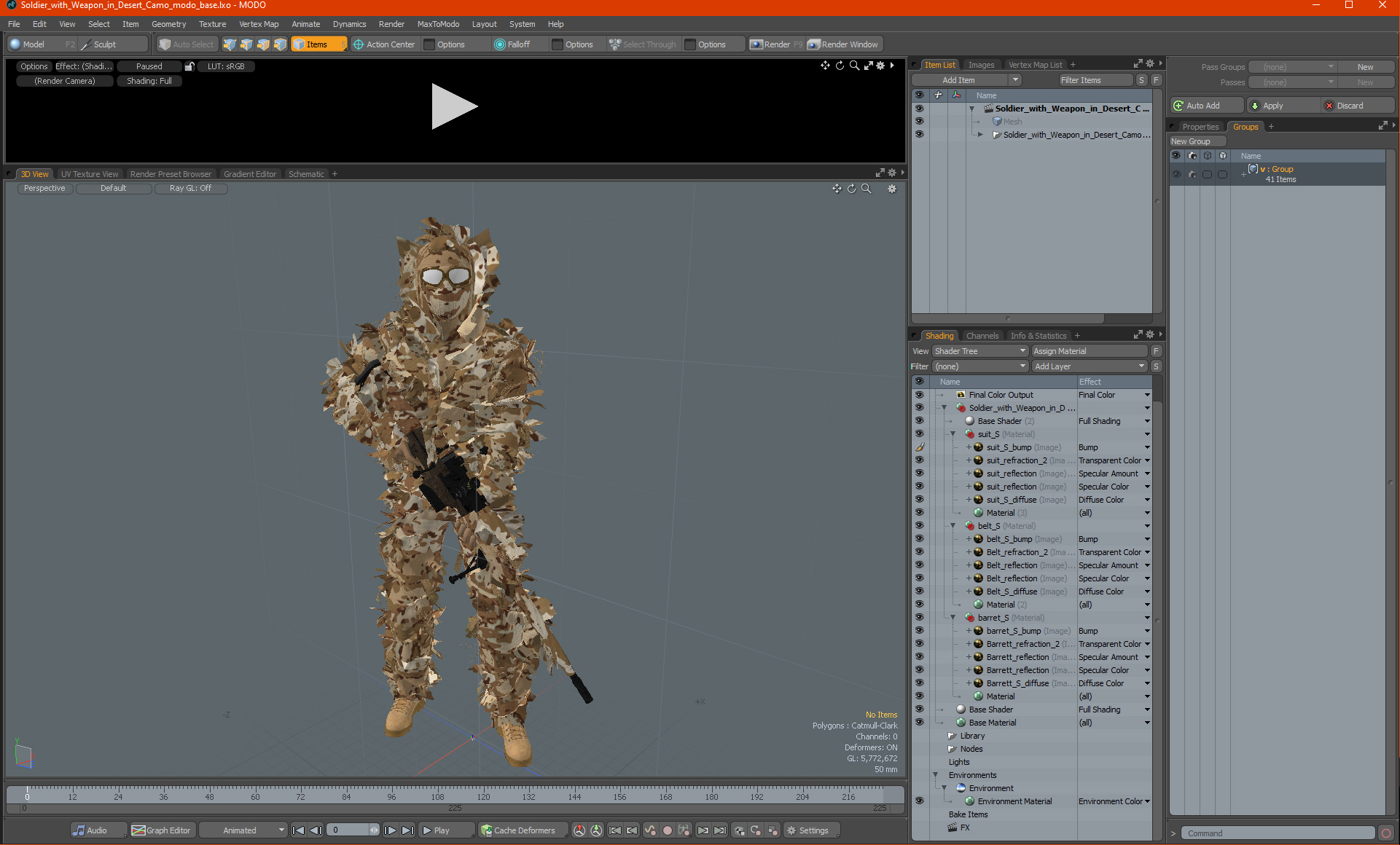 Soldier with Weapon in Desert Camo 3D model