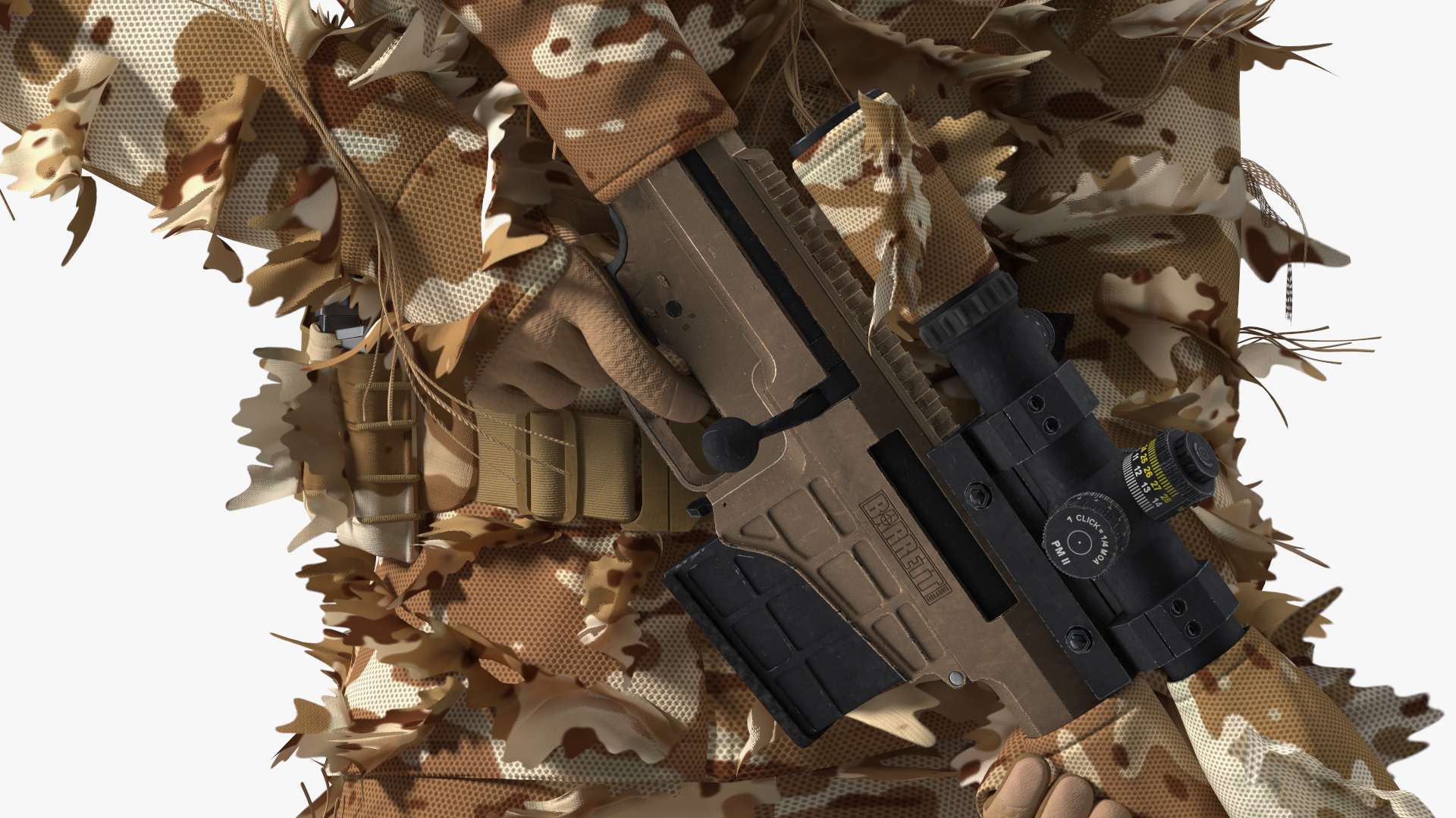 Soldier with Weapon in Desert Camo 3D model