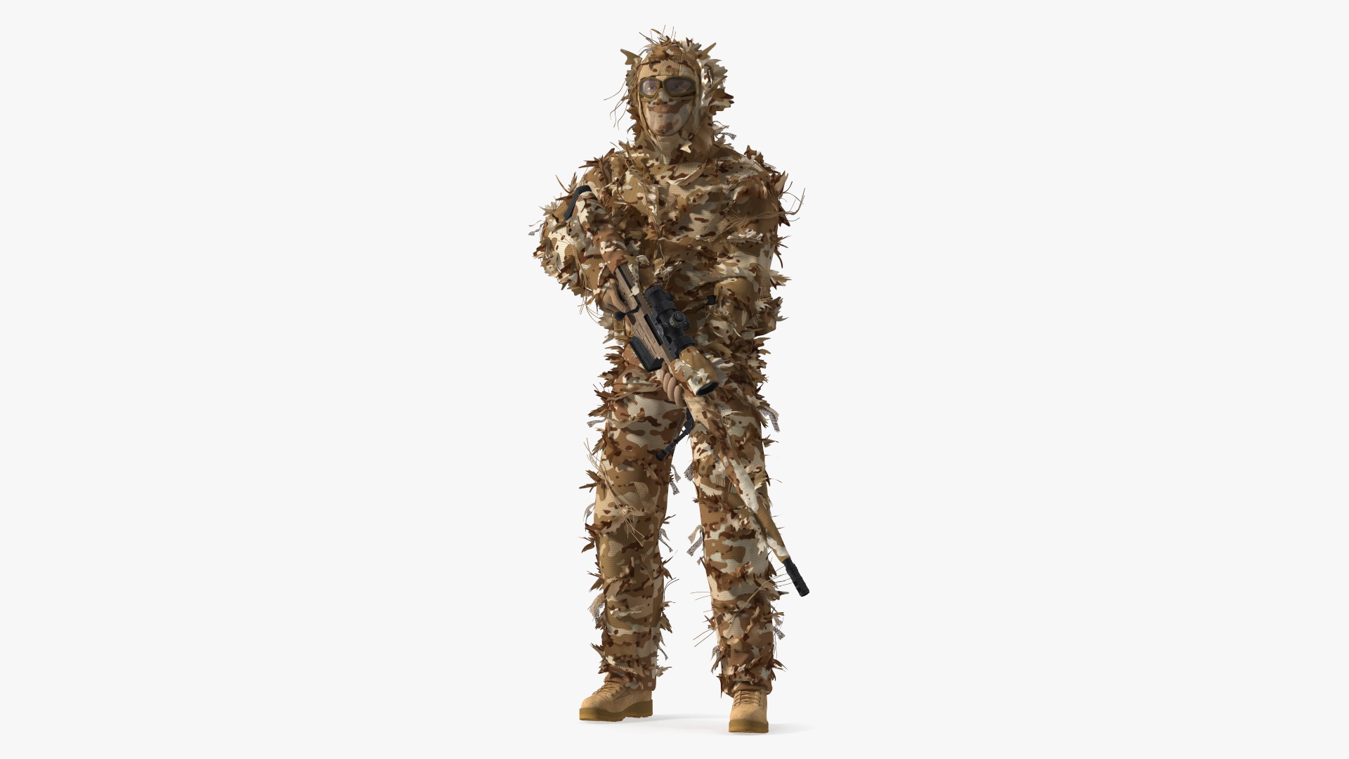 Soldier with Weapon in Desert Camo 3D model