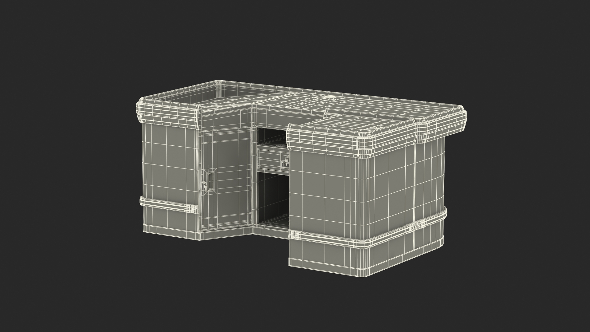 Retail Cashier Counter Wooden Dark 3D model