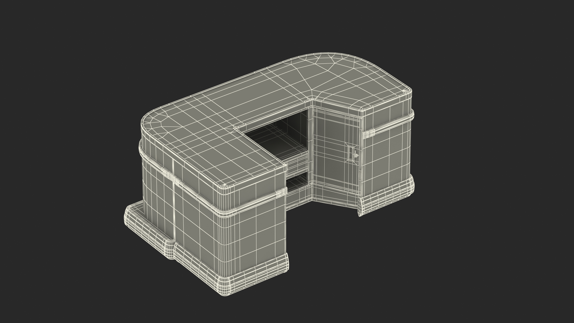 Retail Cashier Counter Wooden Dark 3D model