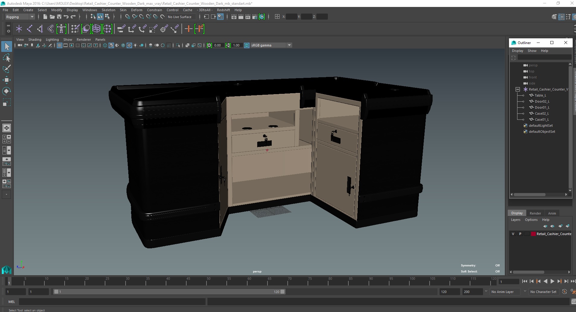 Retail Cashier Counter Wooden Dark 3D model