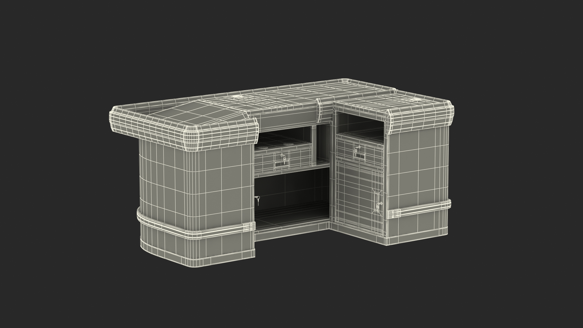 Retail Cashier Counter Wooden Dark 3D model