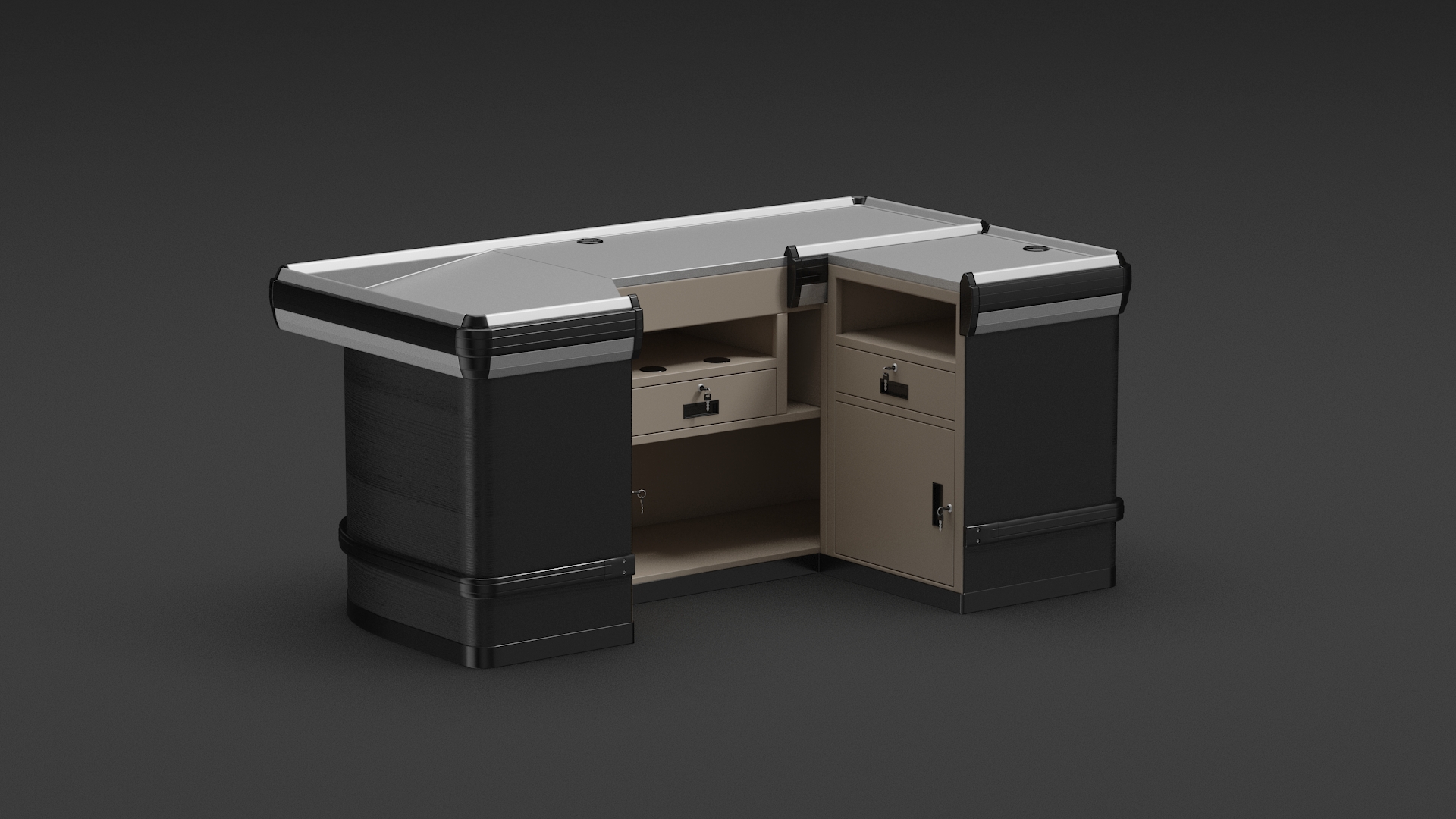 Retail Cashier Counter Wooden Dark 3D model