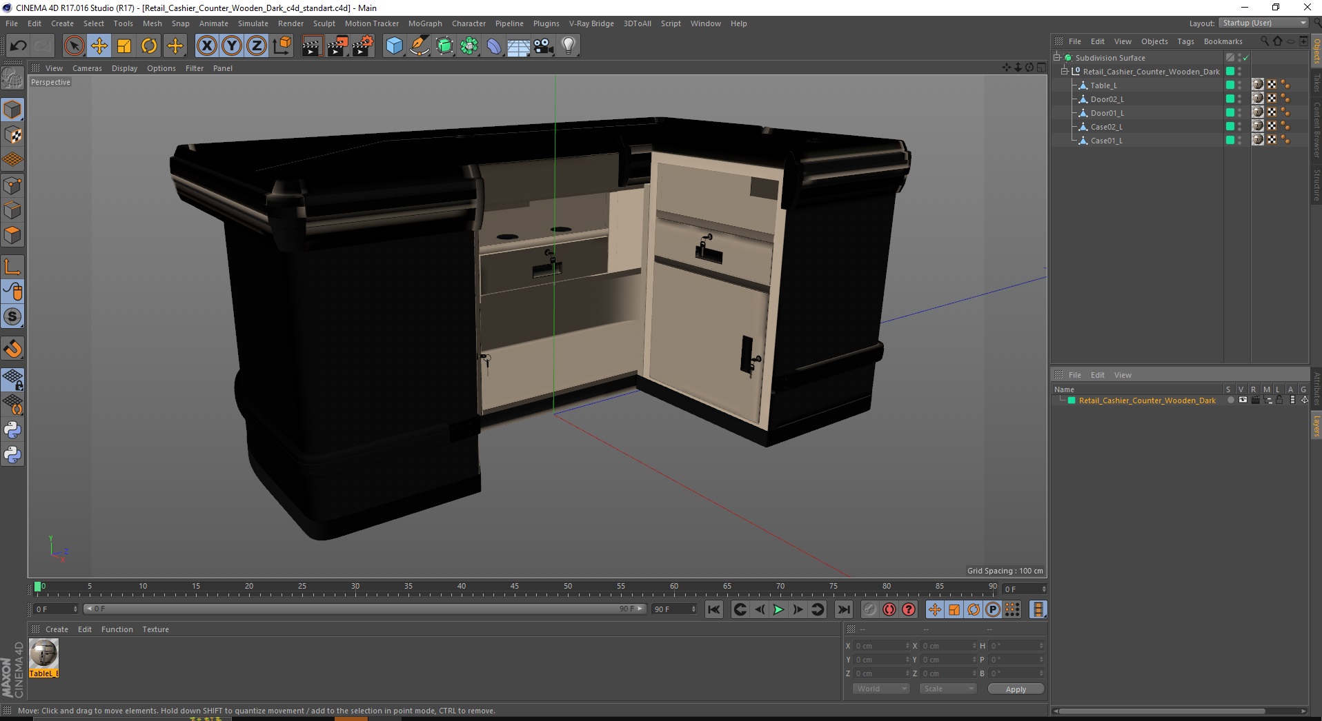 Retail Cashier Counter Wooden Dark 3D model