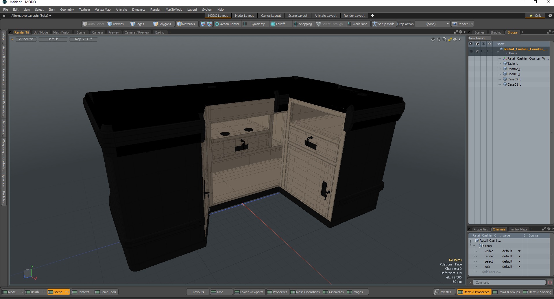 Retail Cashier Counter Wooden Dark 3D model