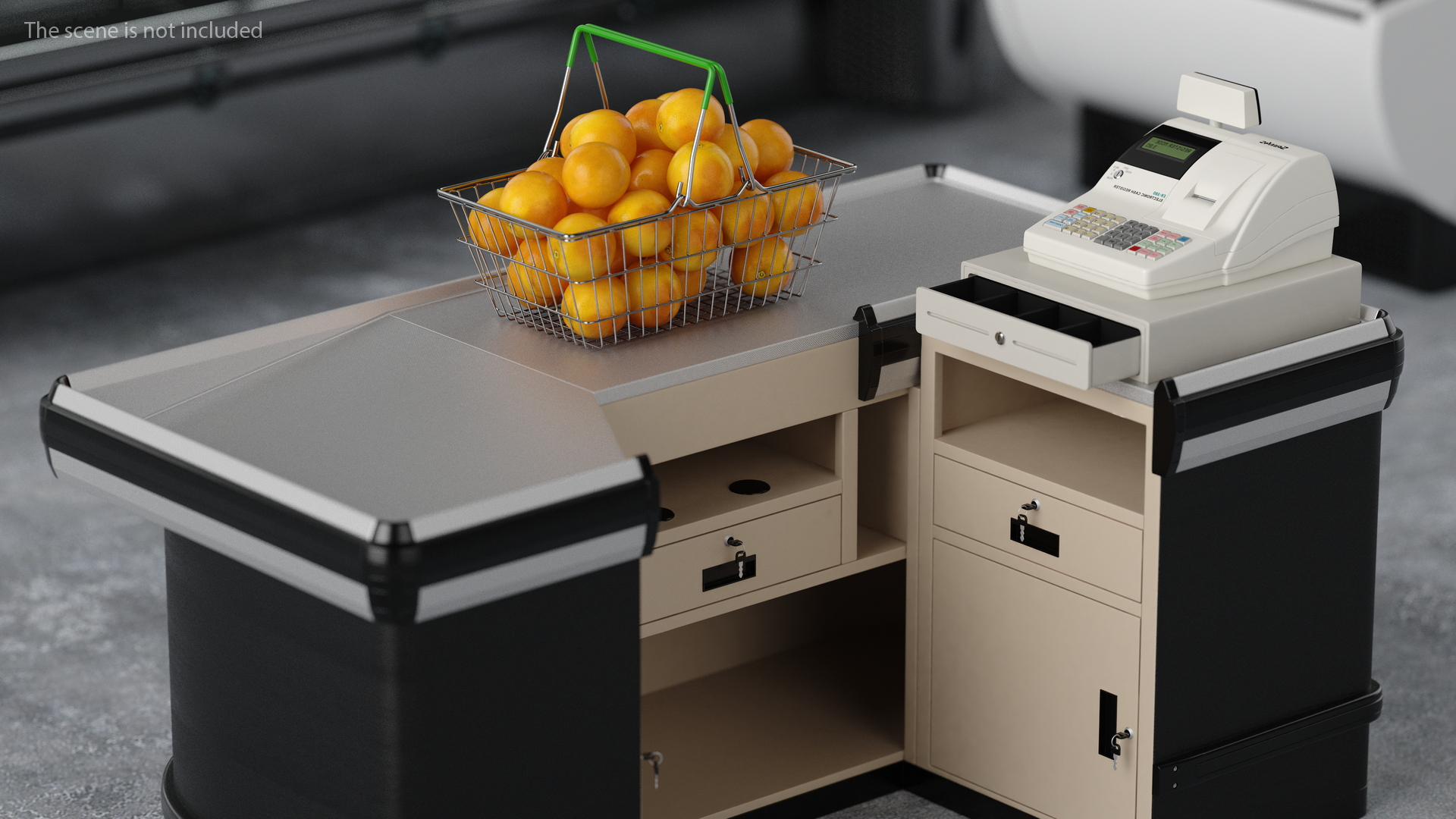 Retail Cashier Counter Wooden Dark 3D model