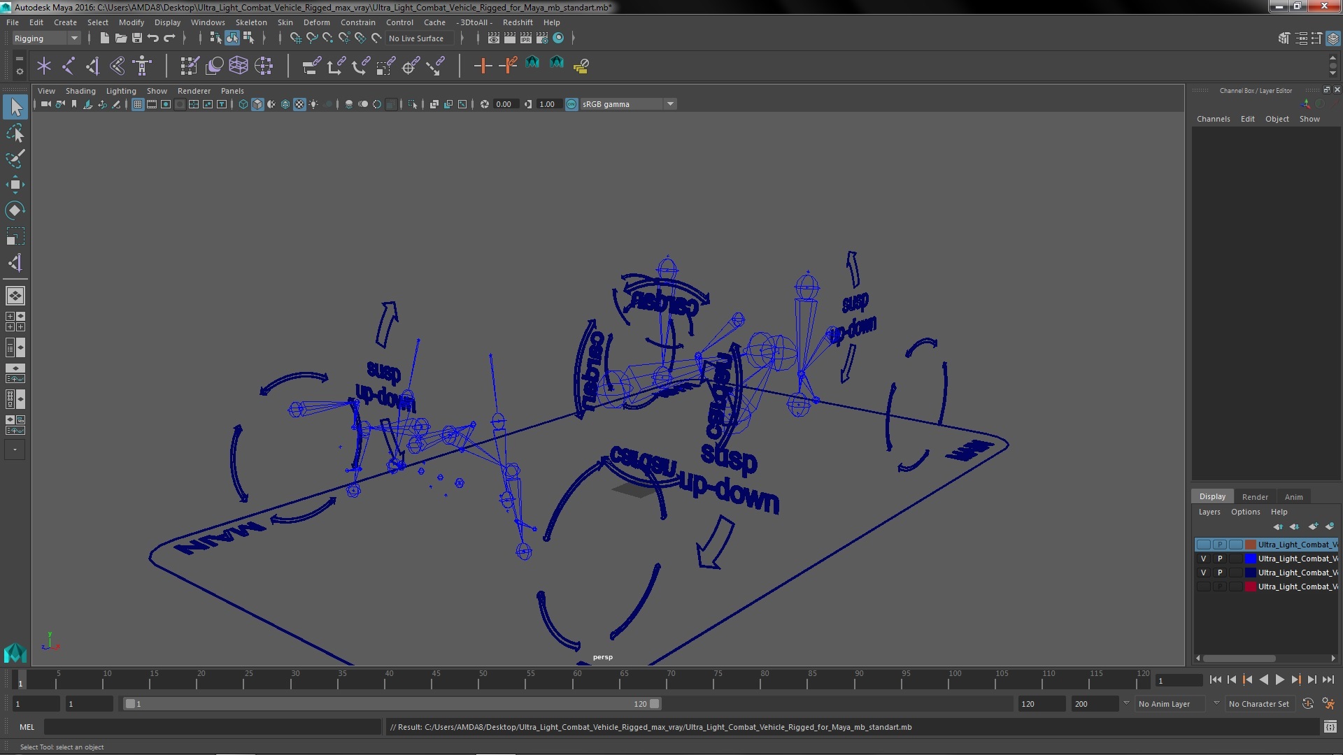 Ultra Light Combat Vehicle Rigged for Maya 3D