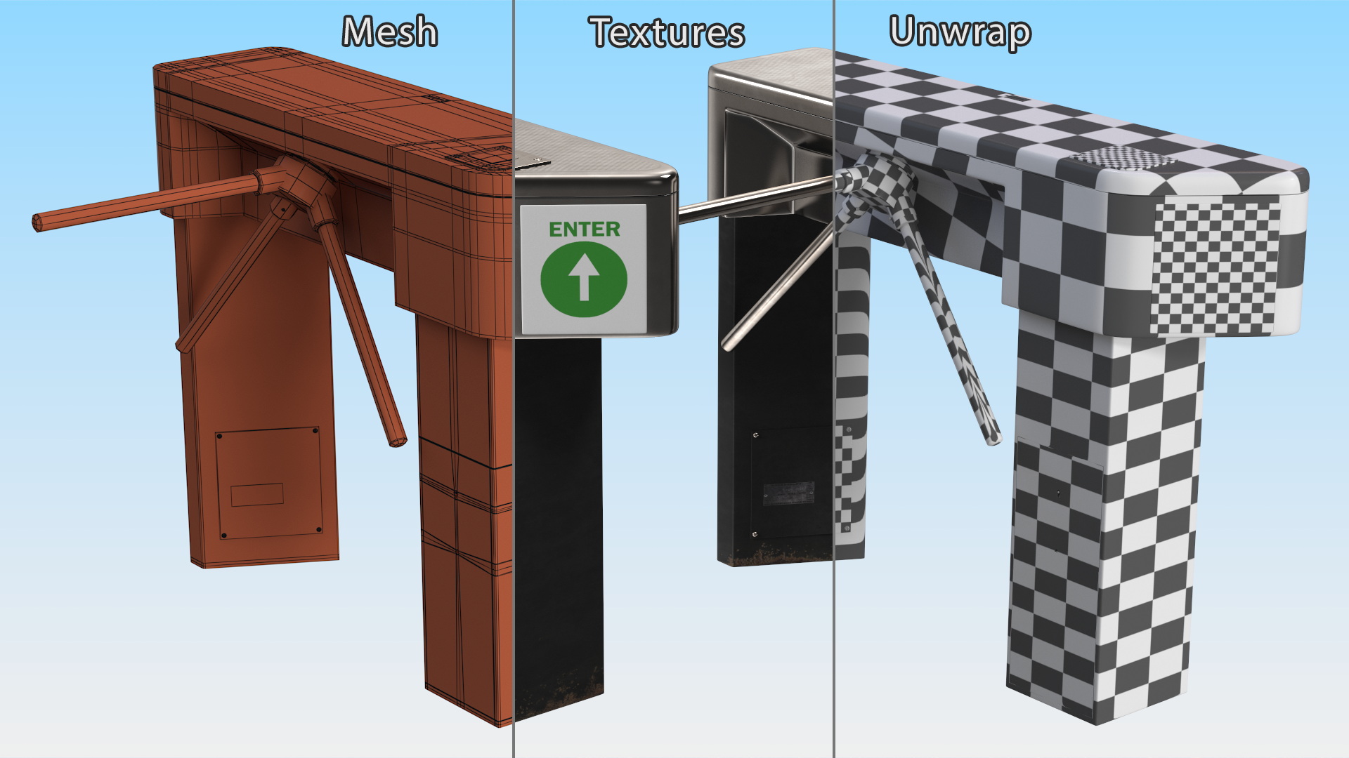 3D Turnstile Security Gate model