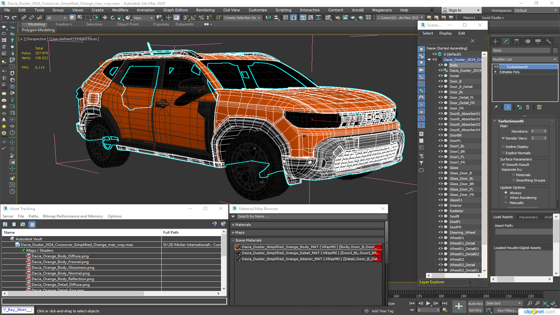 3D model Dacia Duster 2024 Crossover Simplified Orange