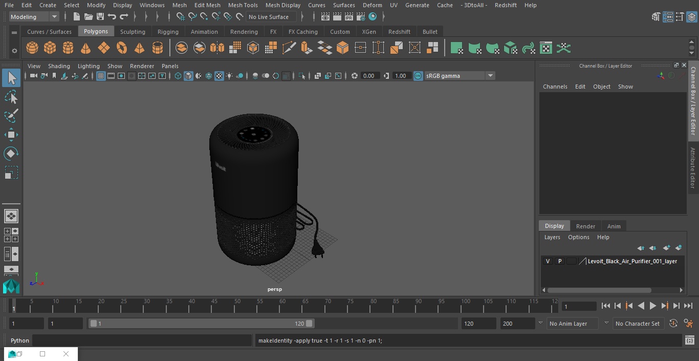 3D model Levoit Black Air Purifier