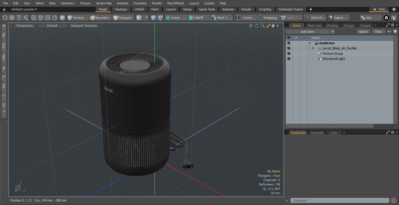 3D model Levoit Black Air Purifier