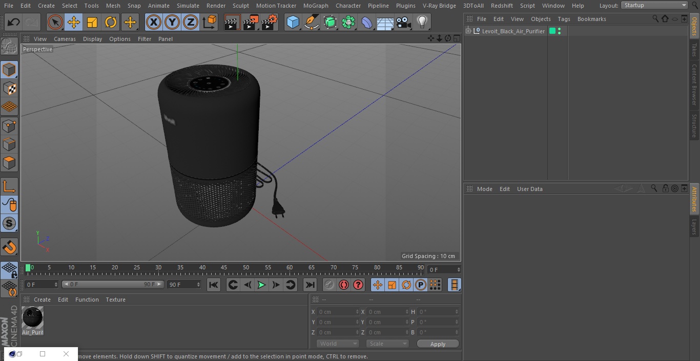 3D model Levoit Black Air Purifier
