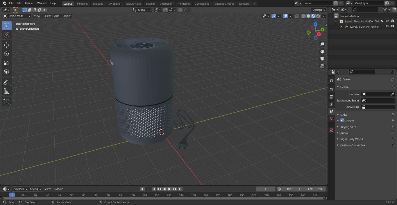 3D model Levoit Black Air Purifier