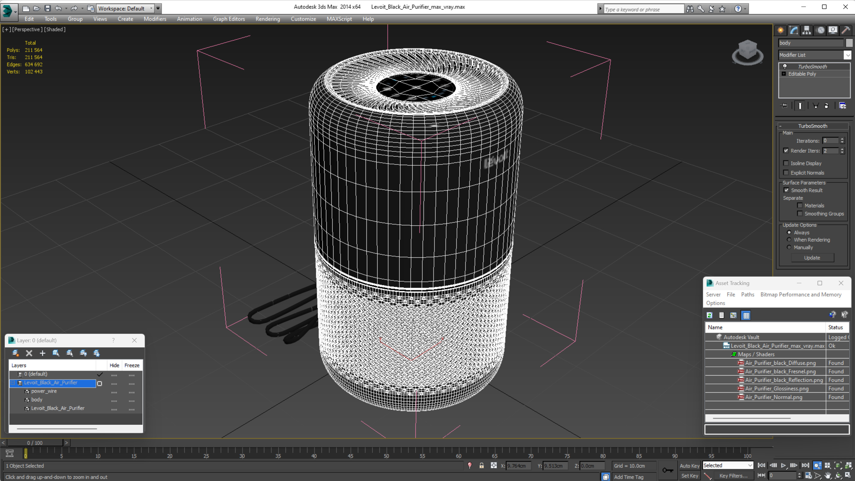 3D model Levoit Black Air Purifier
