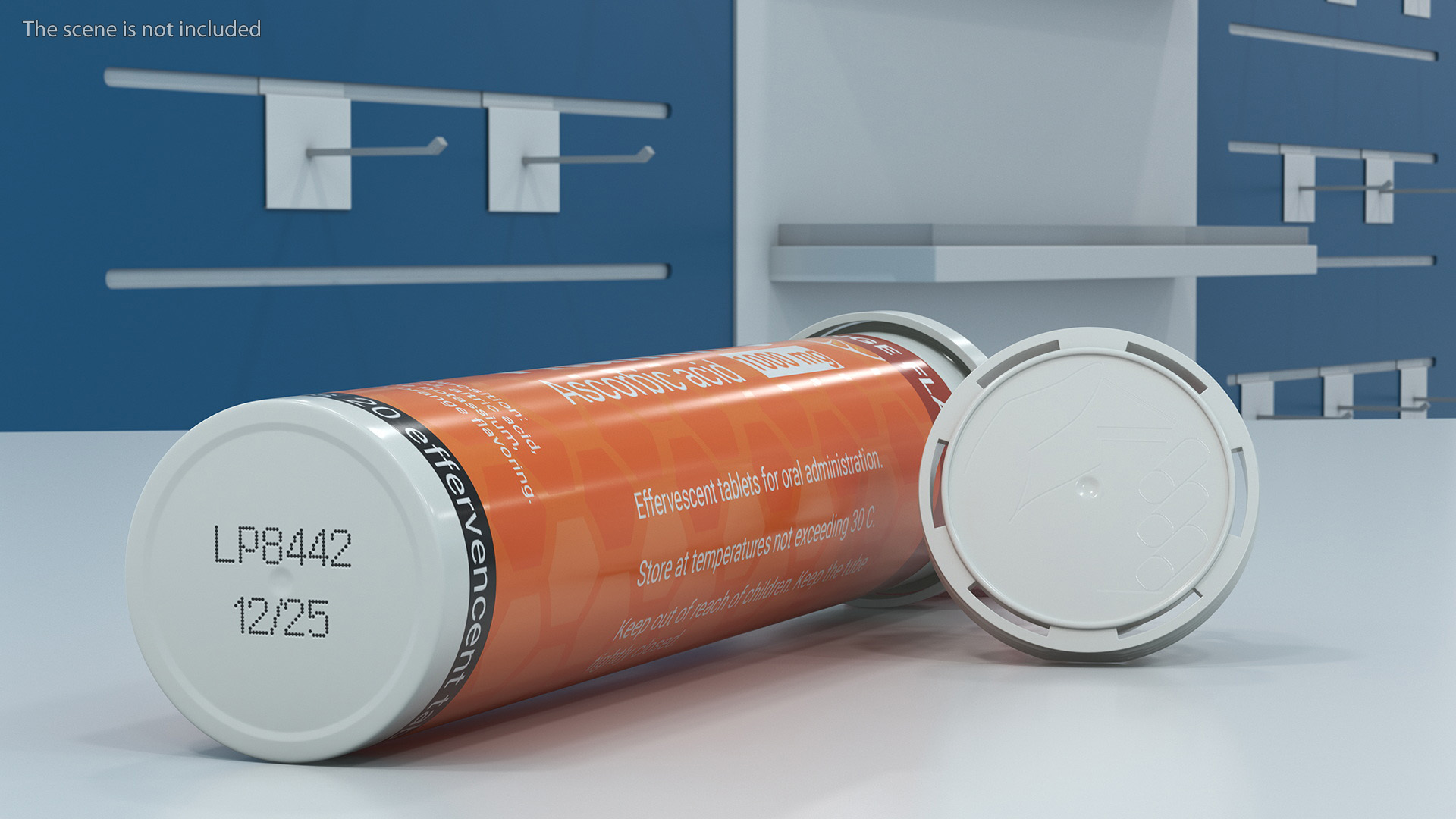 3D Effervescent Package Vitamin C 25 Tabs Open model