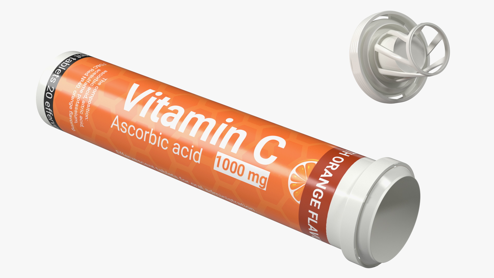 3D Effervescent Package Vitamin C 25 Tabs Open model