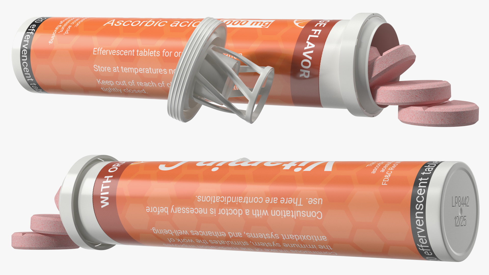 3D Effervescent Package Vitamin C 25 Tabs Open model