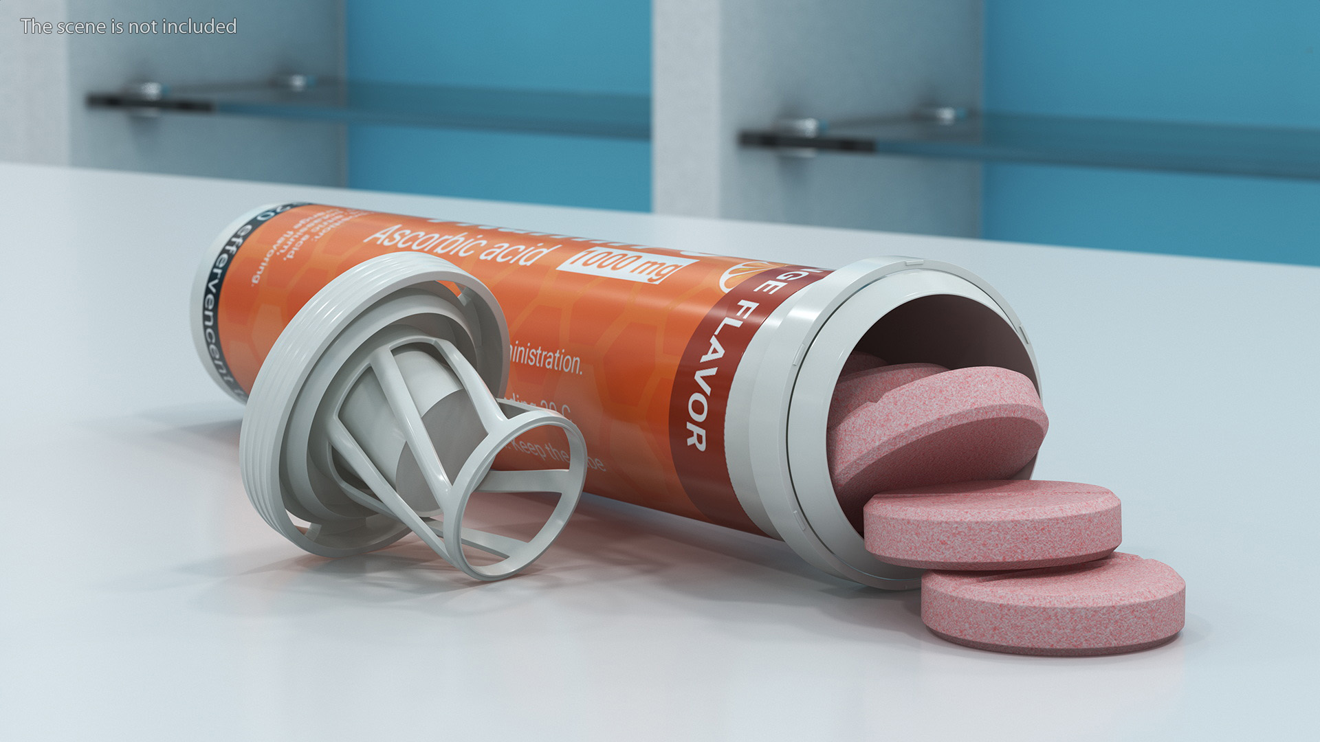 3D Effervescent Package Vitamin C 25 Tabs Open model