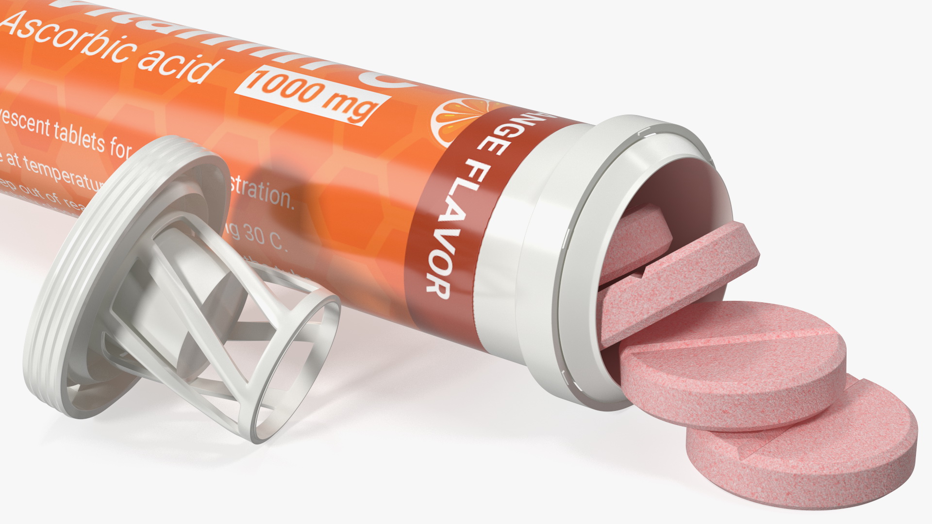 3D Effervescent Package Vitamin C 25 Tabs Open model