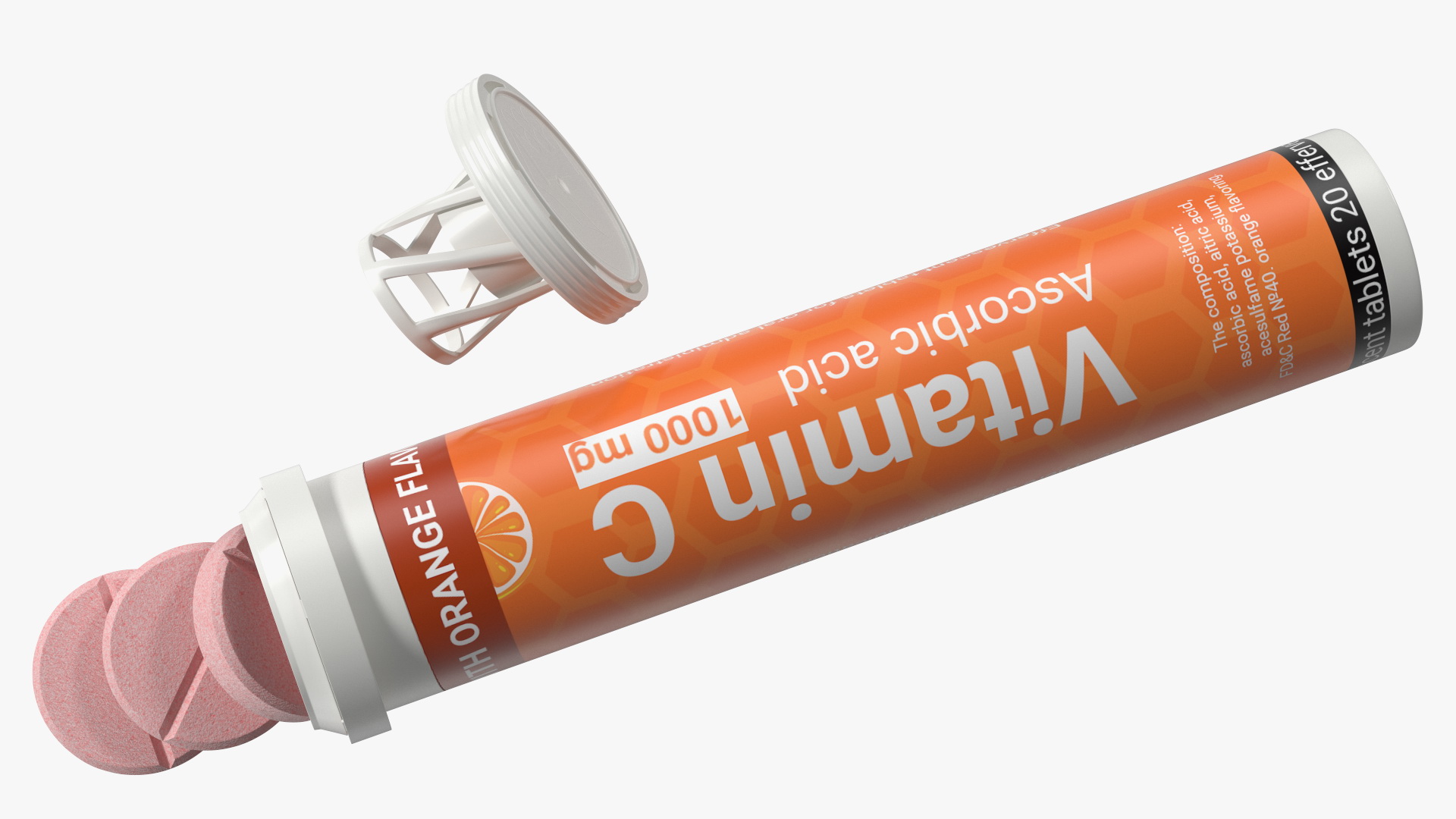 3D Effervescent Package Vitamin C 25 Tabs Open model