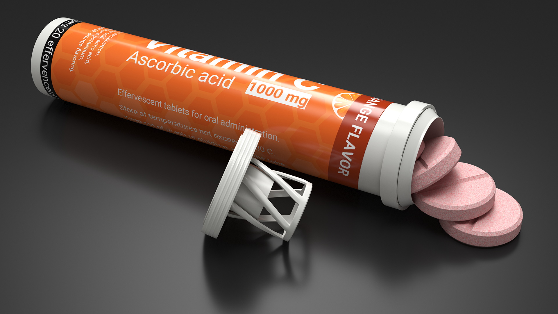 3D Effervescent Package Vitamin C 25 Tabs Open model