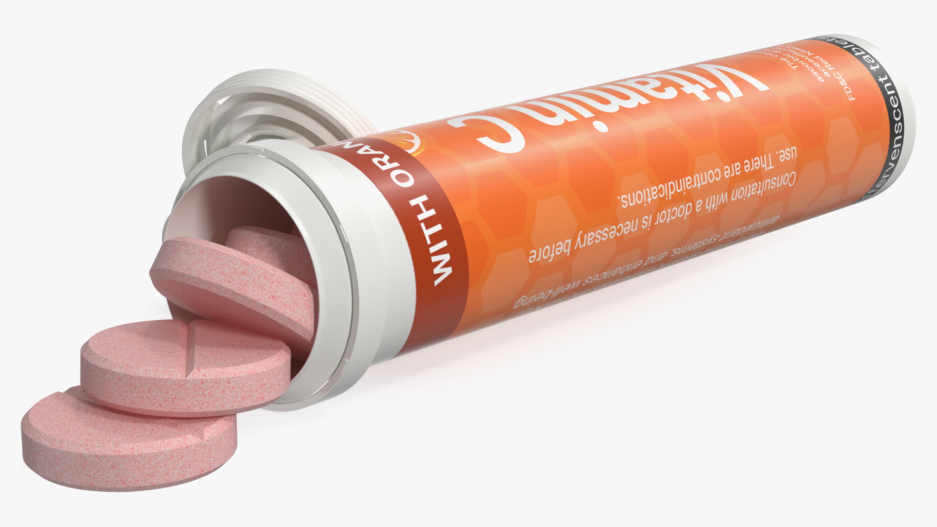 3D Effervescent Package Vitamin C 25 Tabs Open model