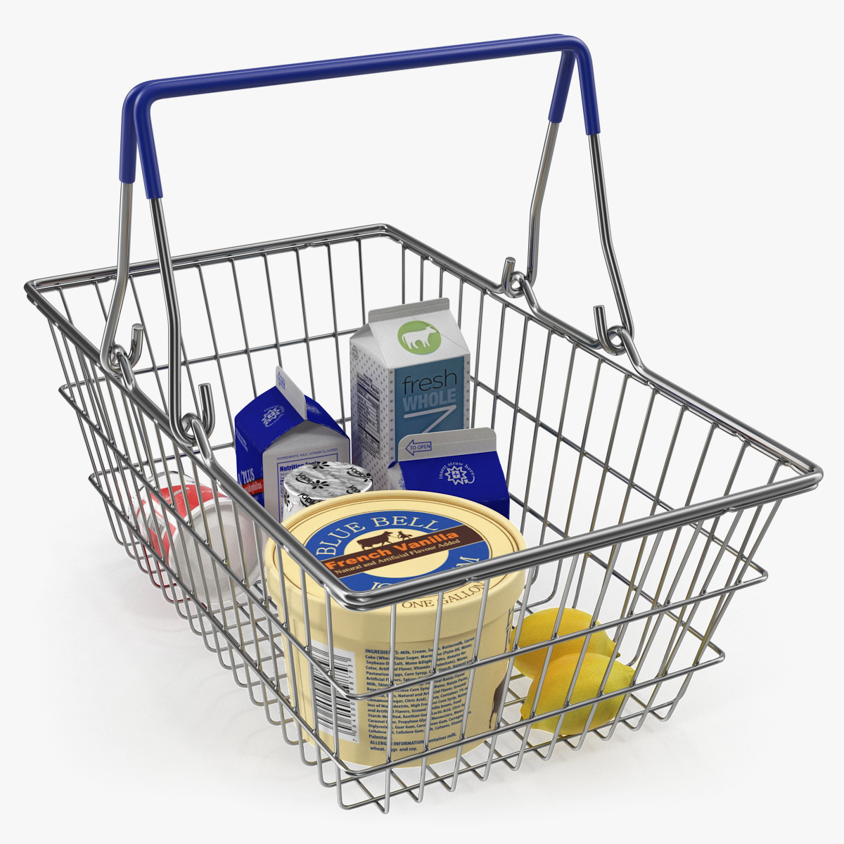 Metal Shopping Basket Filled with Goods