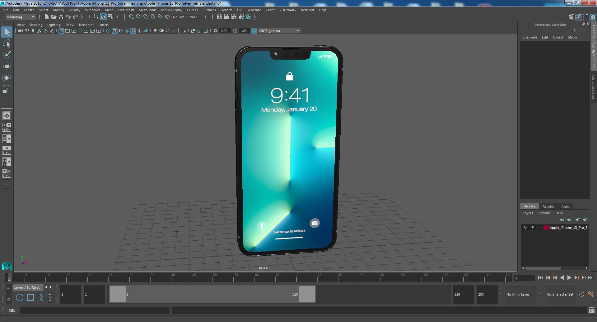 3D Apple iPhone 13 Pro Silver