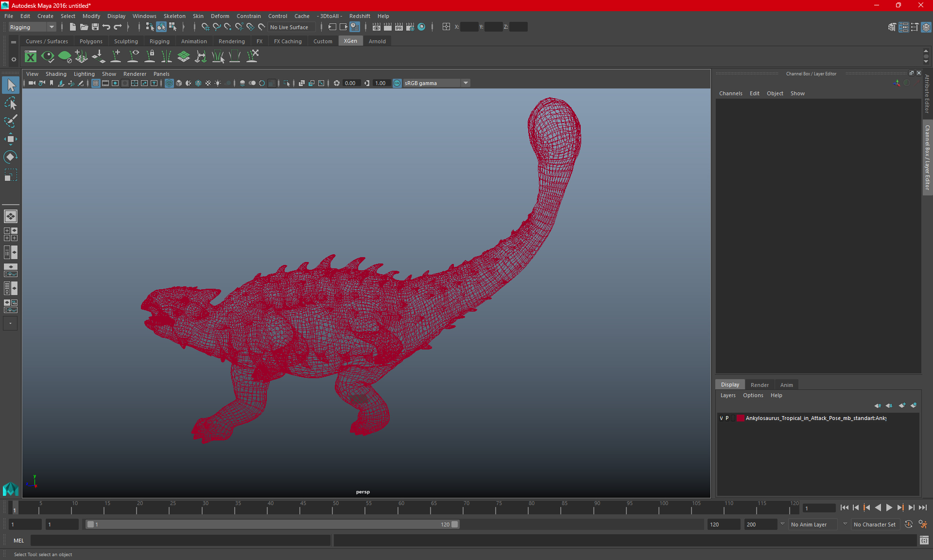 3D Ankylosaurus Tropical in Attack Pose