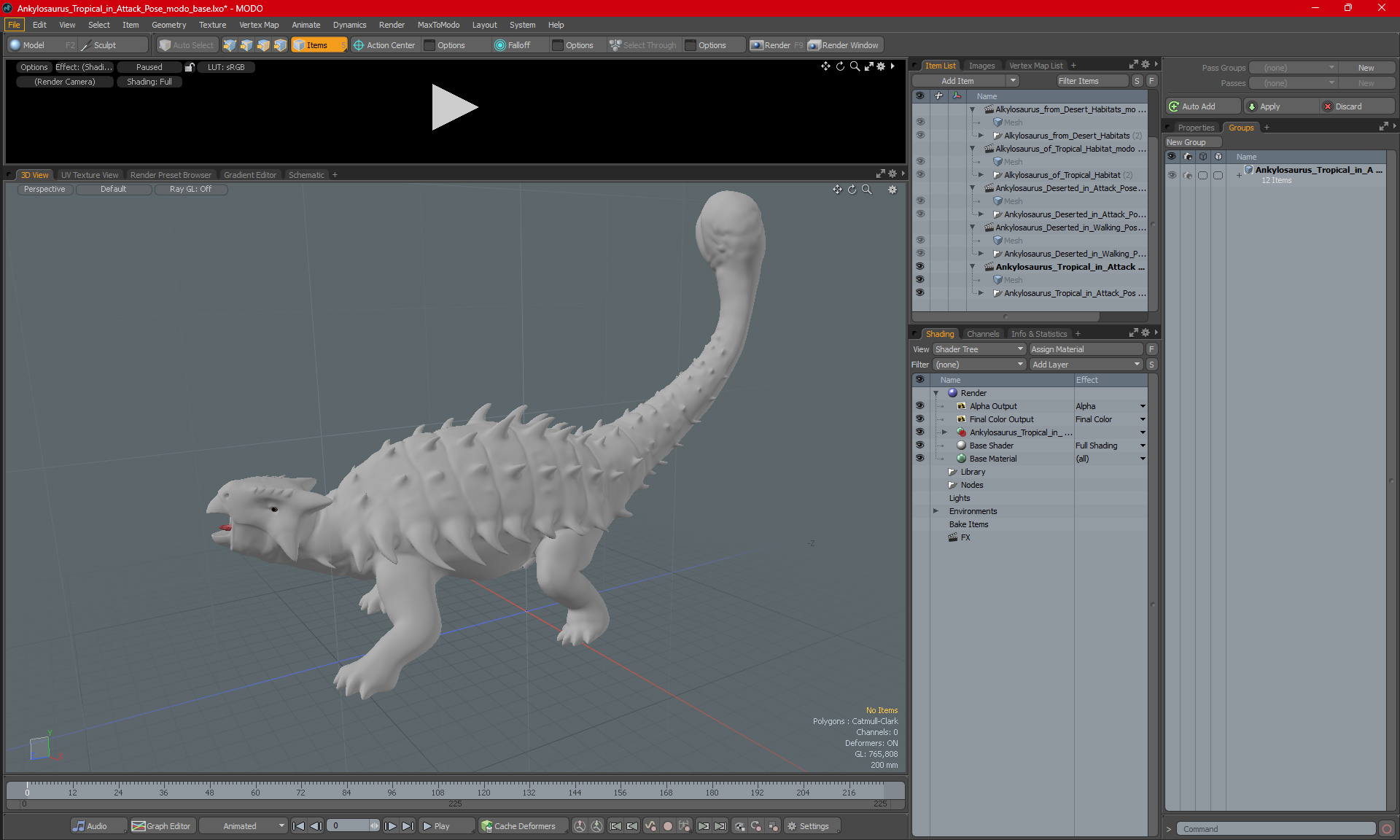 3D Ankylosaurus Tropical in Attack Pose