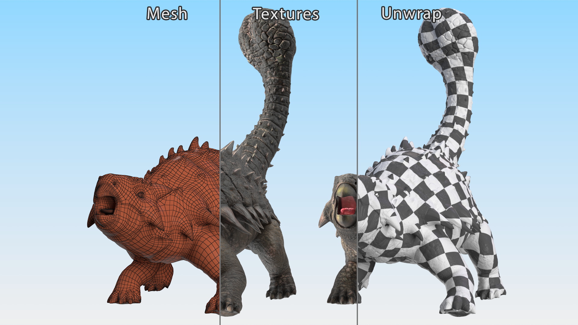 3D Ankylosaurus Tropical in Attack Pose