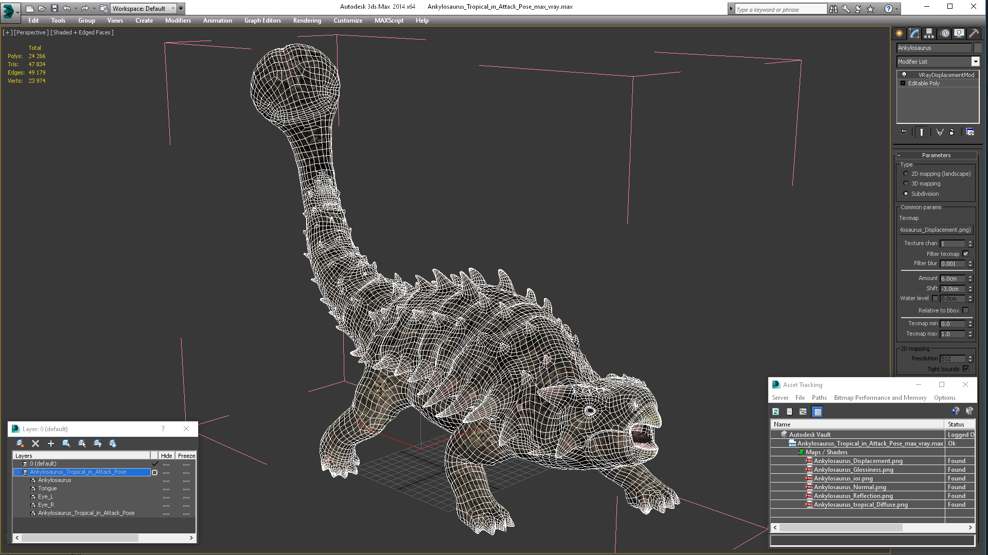 3D Ankylosaurus Tropical in Attack Pose