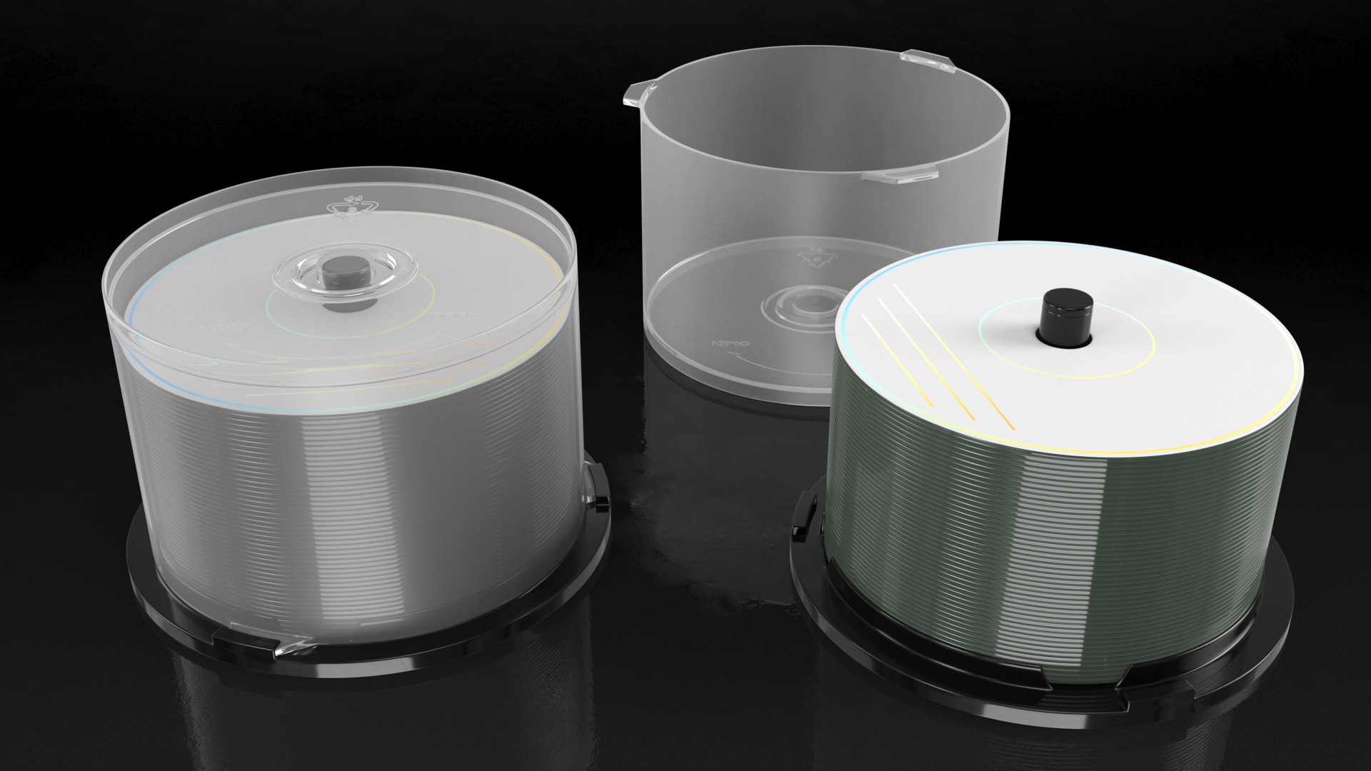 3D Plastic Spindle Cake Box with 50 Discs model