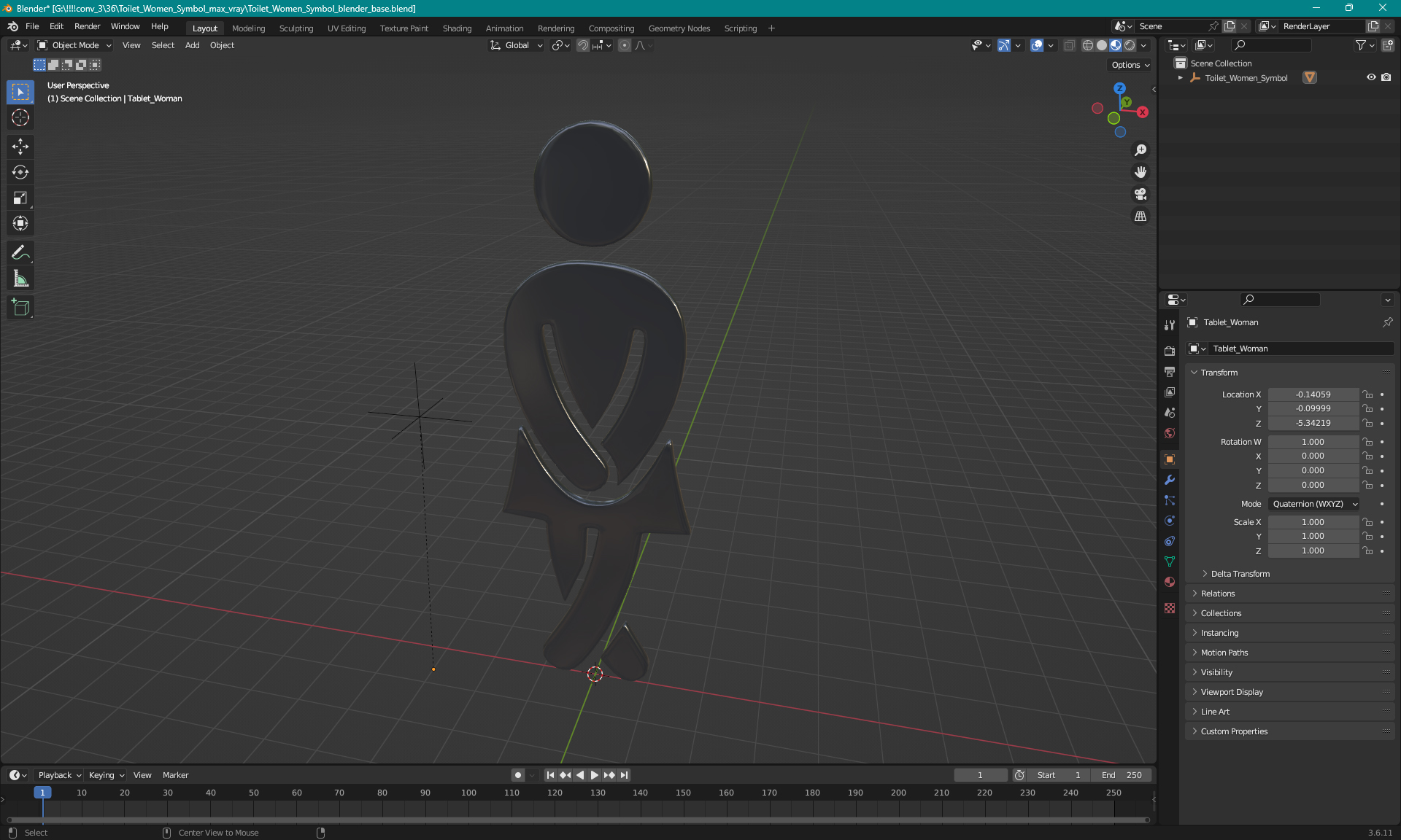 Toilet Women Symbol 3D model